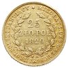 25 złotych 1829, Warszawa, Plage 20, Bitkin 980 (R1), zadrapania na awersie w tle, stara patyna, r..