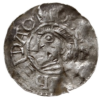 Goslar, Otto III 983-1002, denar ok. 1.000 r., Aw: Głowa w lewo, wokoło OTTO REX ... HEIDA, Rw: Krzyż, w polach O-D-D-O, wokoło D I GRA REX, srebro 1.10 g, Dbg. 1164, Kluge 46