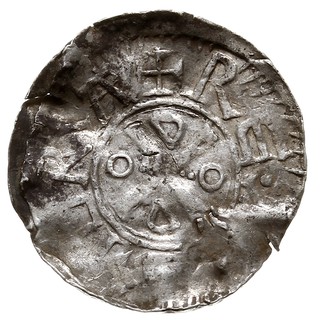 Goslar, Otto III 983-1002, denar ok. 1.000 r., Aw: Głowa w lewo, wokoło OTTO REX ... HEIDA, Rw: Krzyż, w polach O-D-D-O, wokoło D I GRA REX, srebro 1.10 g, Dbg. 1164, Kluge 46