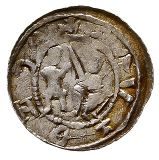 Władysław II Wygnaniec 1138-1146, denar, Aw: Książę na tronie, obok giermek, Rw: Rycerz walczący ze lwem, srebro 0.49 g, Str. 40, Such. XVI/1