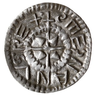 Stefan I 997-1038, denar, Aw: Krzyż z czterema grotami w polach, STEPHANVS REX, Rw: Krzyż z czterema grotami w polach, REGIA CIVITAS, srebro 0.83 g, Huszar 1