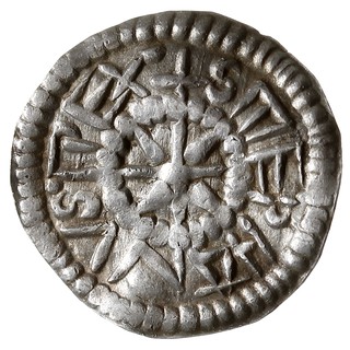 Stefan I 997-1038, denar, Aw: Krzyż z czterema grotami w polach, STEPHANVS REX, Rw: Krzyż z czterema grotami w polach, REGIA CIVITAS, srebro 0.98 g, Huszar 1