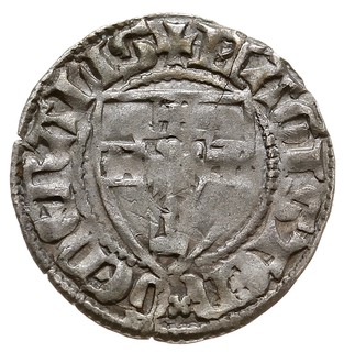 Winrych von Kniprode 1351-1382, kwartnik, Aw: Tarcza wielkiego Mistrza, MAGISTER x GENERALIS, Rw: Mały Krzyż, DOMINORVM PRVSSIE, srebro 0.70 g, Voss. 121, piękny