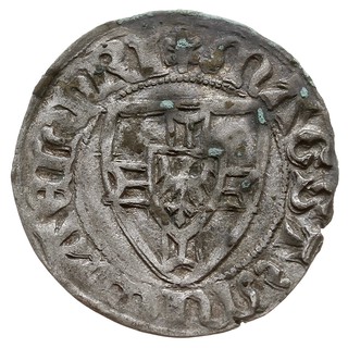 Michał I Küchmeister von Sternberg 1414-1422, szeląg, MAGST MICHAEL PRI / MONETA DNORVM PRV, Voss. 741, wcześniejszy, rzadszy typ z krzyżem o krótkich ramionach