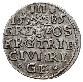 trojak 1585, Ryga, duża głowa króla, Iger R.85.1