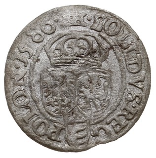 szeląg 1586, Olkusz, nad koroną NH (w ligaturze)