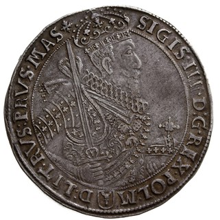 talar 1628, Bydgoszcz, odmiana z herbem podskarbiego pod tarczą herbową, srebro 28,89 g, Dav. 4315, T. 6, dość ładny egzemplarz, patyna