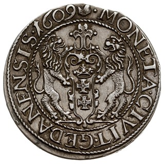 ort 1609, Gdańsk, T. 4, rzadki i ładnie zachowany, patyna, moneta z 8 aukcji WCN