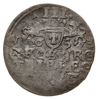 trojak 1633, Elbląg -okupacja szwedzka emisja koronna, Iger E.33.1.a (R5), AAJ 3, bardzo rzadki, wada bicia