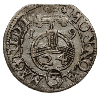 półtorak 1619, Wilno, herb Wadowicz na końcu napisu, Ivanauskas 4SV11-1, T. 15, rzadki i bardzo ładny, patyna, moneta z 10 aukcji WCN