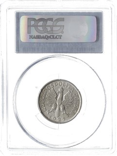 1 złoty 1925, Londyn, Kobieta z kłosami, Parchimowicz 107.b, moneta w pudełku PCGS z certyfikatem MS 62+, bardzo ładna