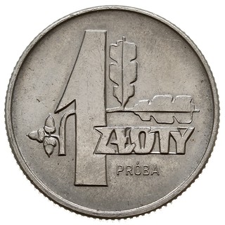 1 złoty 1958, Warszawa, Nominał 1 i gałązka dębowa, próba niklowa, nakład 500 sztuk, Parchimowicz P-219.a