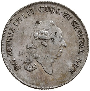 Piotr Biron 1769-1795, talar, 1780, Mitawa, srebro 28.31 g, Gerbaszewski 7.1.1.1, Dav. 1624, na awersie drobna wada blachy, delikatna patyna