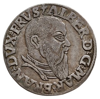 trojak 1543, Królewiec, odmiana napisu PRVS, Iger Pr.43.1.a (R), Neumann 43, patyna