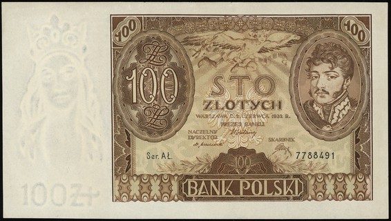 100 złotych 2.06.1932, seria AŁ., numeracja 7788