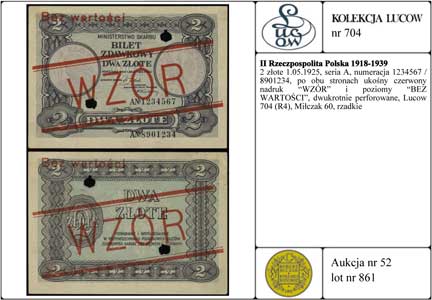 2 złote 1.05.1925, seria A, numeracja 1234567 / 