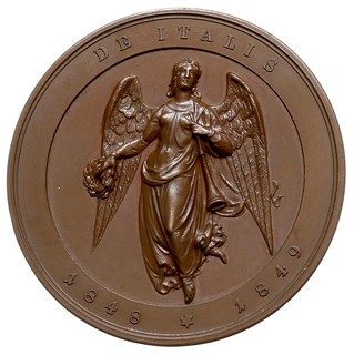Józef książę Radetzky - medal autorstwa I.M.Scharff’a z roku 1849, wybity dla uczczenia zwycięstw odniesionych przez feldmarszałka Radetzkego we Włoszech w latach 1848-1849, Aw: Popiersie w prawo i napis wokoło, Rw: Skrzydlaty geniusz i napis wokoło DE ITALIS - 1848 1849, brąz 57 mm, Würzbach 7761, pięknie zachowany egzemplarz, patyna