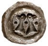 Dolne Łużyce /Niederlausitz/, brakteat (XII-XIV); Dwie głowy orłów odwrócone od siebie, srebro 0.3..