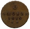 3 grosze 1812, Warszawa, końcówki gałązek skierowane do dołu, Iger KW.12.1.a, Plage 89