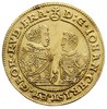 3 dukaty 1610, Złoty Stok, Aw: Dwie półpostacie i napis wokoło, w tle wydrapana cyfra 3, Rw: Tarcz..