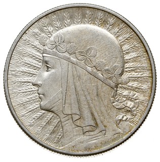 10 złotych 1932, Anglia, Głowa kobiety, Parchimowicz 120b, pięknie zachowane z lekko złotawą patyną