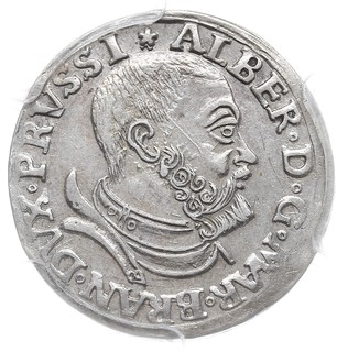 trojak 1531, Królewiec, Iger Pr.31.1.a (R3), Neumann 42, moneta w pudełku PCGS z certyfikatem AU 55, rzadki rocznik