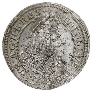 15 krajcarów 1675, Wrocław, F.u.S. 490, Her. 1019, mennicza wada blachy i prostowane wygięcie z walca