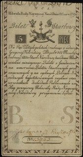 5 złotych polskich 8.06.1794, seria N.C.1, numeracja 13963, Lucow 4a (R2), Miłczak A1a2, podlepka na stronie odwrotnej