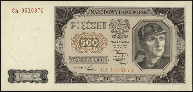 500 złotych 1.07.1948, seria CA, numeracja 95108