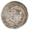 Denar, Aw: Książę na tronie, obok giermek, Rw: Rycerz walczący ze lwem, srebro 0.75 g, Str. 40, Su..