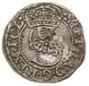 szeląg 1580, Olkusz, Aw: Monogram królewski z herbem Batorych pod koroną i napis wokoło STEPHA D G..