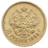 10 rubli 1894 (АГ), Petersburg, złoto 12.90 g, Bitkin 23 (podaje nakład 1007 ? sztuk), Kazakov 793..