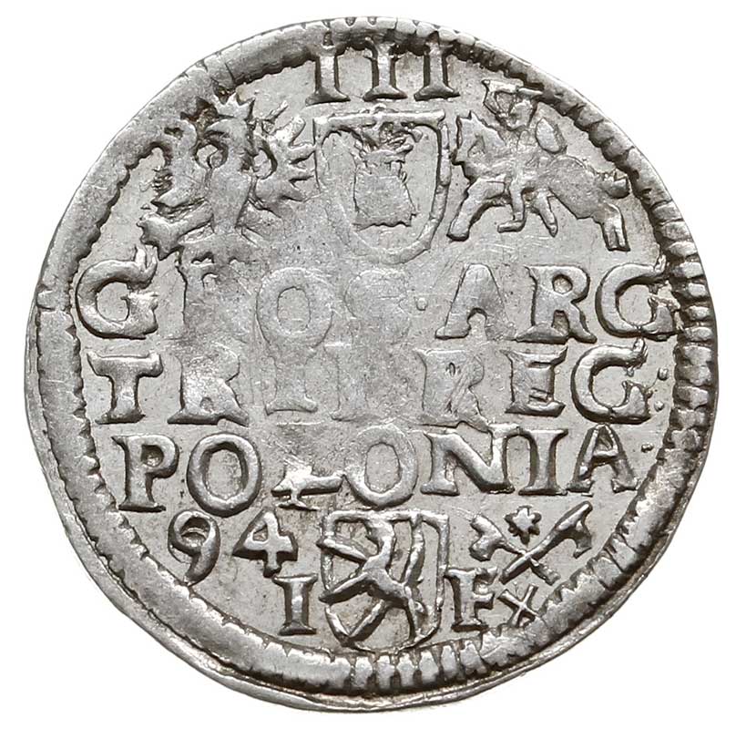 trojak 1594, Poznań, Iger P.94.2.c, lekko niedobity, ale bardzo ładny