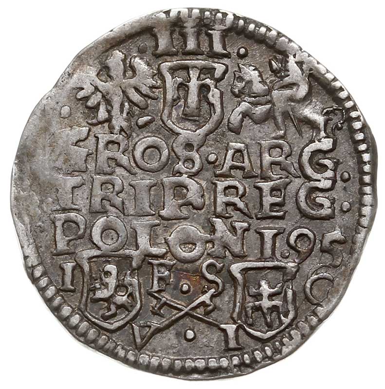 trojak 1595, Bydgoszcz, Iger B.95.2.e (ale bez gwiazdek pomiędzy hakami), patyna