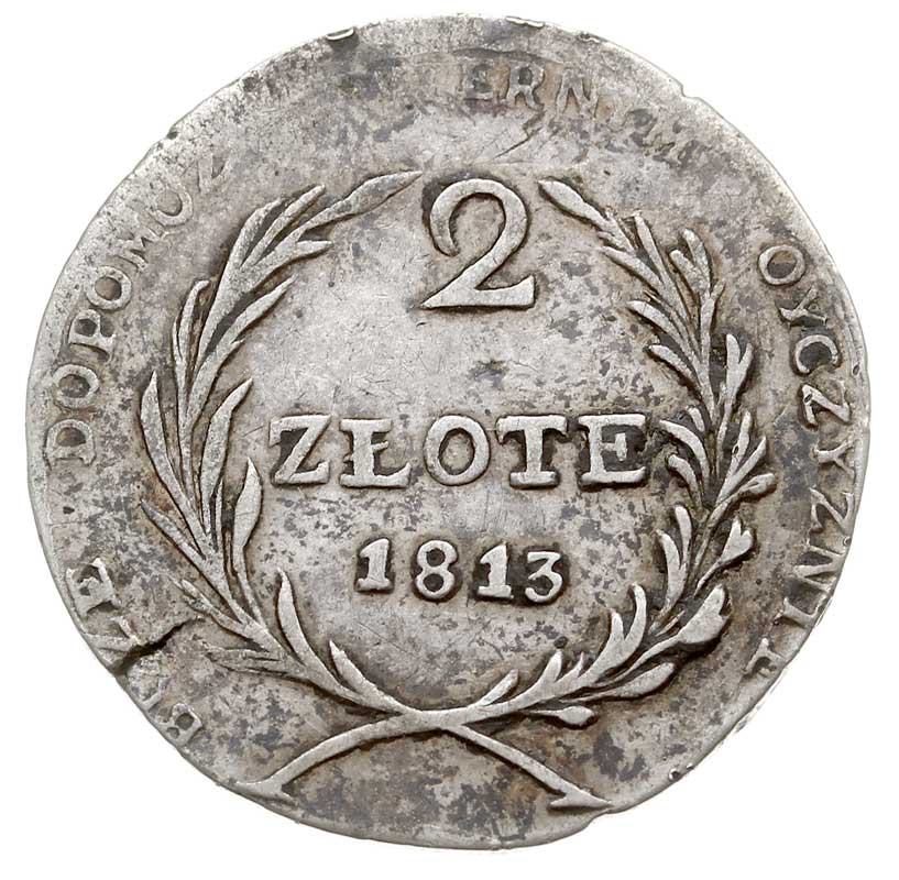 2 złote 1813, Zamość, w dacie cyfry 1 i 3 ściśni