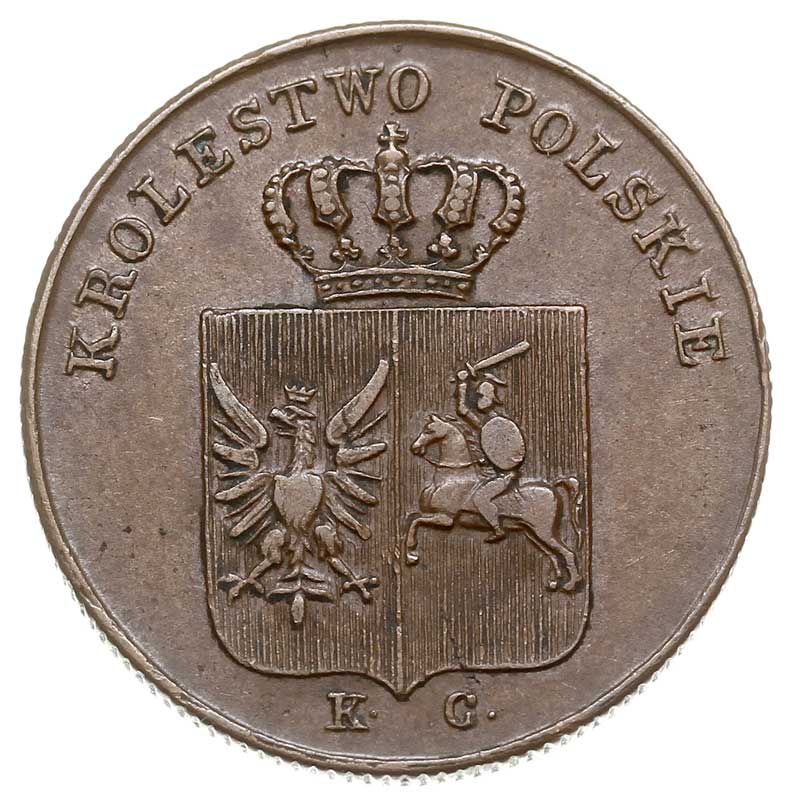 3 grosze polskie 1831, Warszawa, odmiana z prostymi łapami Orła i kropką po POLS, Iger PL.31.1.a (R), Plage 282, bardzo ładne, patyna