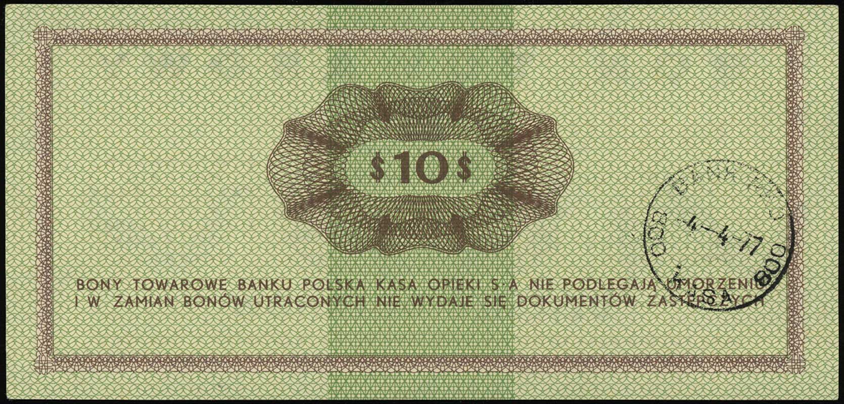 bon na 10 dolarów 1.10.1969, seria FF, numeracja 1570174, Miłczak B20b,