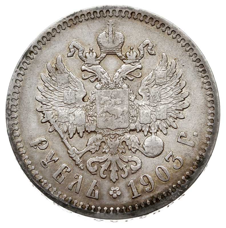 rubel 1903 (А.Р), Petersburg, srebro 19.70 g, Bitkin 57 (R), Kazakov 269, bardzo rzadki, śladowa patyna