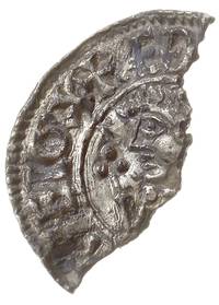 zestaw 2 połówek denarów: 1) Aethelred, połówka denara typu CRVX, mennica nieczytelna, mincerz Elf..