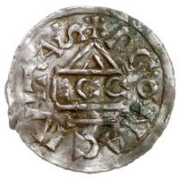 Ratyzbona, Henryk II 1002-1024, denar z lat 1002-1009, Aw: ECC pod dachem kaplicy, Rw: Krzyż, sreb..