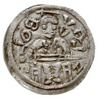 Bolesław IV Kędzierzawy 1146-1173, denar z lat 1146-1157, Aw: Książę z mieczem na tronie, Rw: Głow..