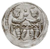 Bolesław IV Kędzierzawy 1146-1173, denar z lat 1146- 1157, Aw: Dwaj książęta, Rw: Rycerz stojący n..