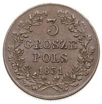 3 grosze polskie 1831, Warszawa, odmiana z prostymi łapami Orła i kropką po POLS, Iger PL.31.1.a (..