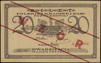 20 marek polskich 17.05.1919, po obu stronach nadruk WZÓR,bez perforacji, seria A, numeracja 00000..