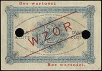 2 złote 28.02.1919, seria S.9.A., numeracja 078137, po obu stronach ukośny czerwony wysoki nadruk ..