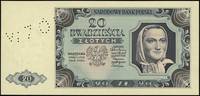 20 złotych 1.07.1948, bez oznaczenia serii i numeracji, papier ze znakiem wodnym, na lewym margine..
