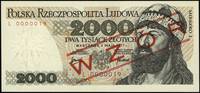 2.000 złotych 1.05.1977, seria L, numeracja 0000019, Miłczak 149 (nie notuje takiego wzoru), tzw. ..