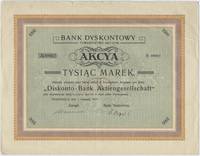 Bank Dyskontowy Towarzystwo Akcyjne (Diskonto-Bank Aktiengesellschaft), akcja na 1.000 marek, Bydg..