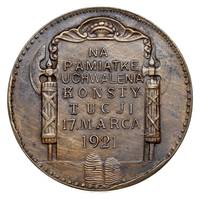 Uchwalenie Konstytucji Marcowej 1921, medal autorstwa J. Raszki wykonany w zakładzie Józefa Chyliń..