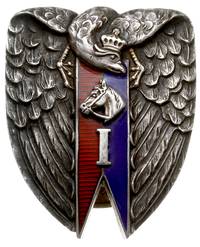 Odznaka Instruktorska Podchorążych Kawalerii - Grudziądz, srebro 37.7 x 31 mm, emalia, na stronie ..